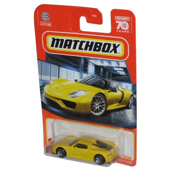 Matchbox 70 Years (2022) Yellow Porsche 918 Spyder Toy Car 77/100