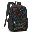 thumbnail image 2 of Game Controller Black Pattern 17" School Backpacks for Teens,Waterproof Oxford Fabric,S-Shape Padded Straps for School,Travel,Hiking,Camping, 2 of 6