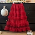 thumbnail image 4 of DHFJKG Tutus For Women Mesh Layered Ruffle Skirts High Waist Flared A-Line Loose Fit Elegant Party Casual Wear Trendy Skirt, 4 of 5