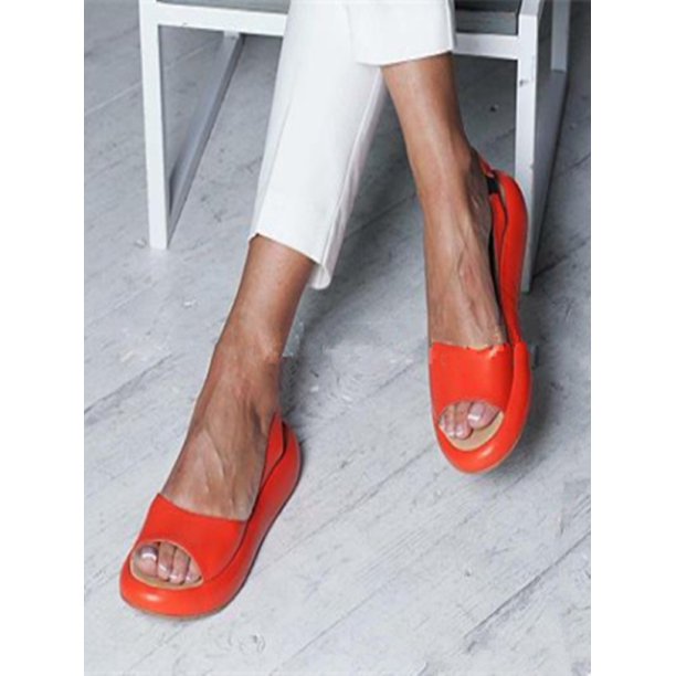 Sandalias Abiertas para Mujeres Planas Confort Ortopédica (10) Naranja