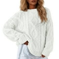 thumbnail image 2 of Women's Oversized Cable Knit Sweater Crewneck Solid Color Long Sleeve Pullover Sweater Casual Dressy Jumper Tops, 2 of 4