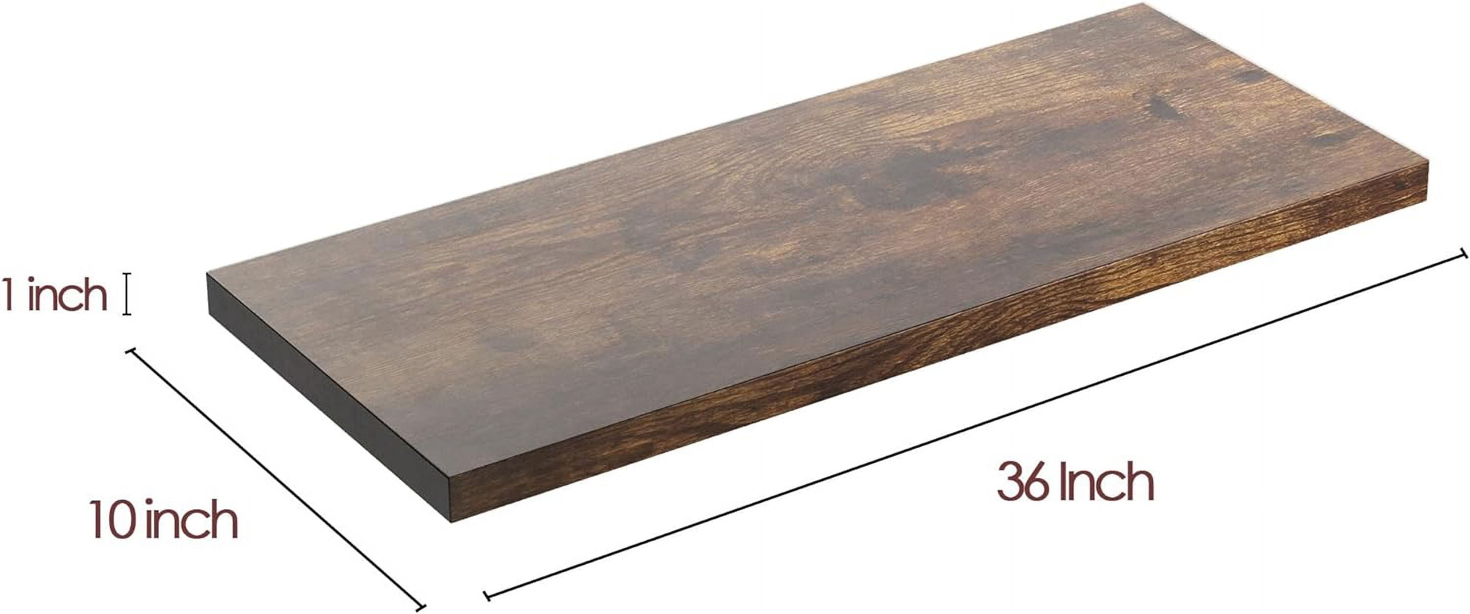 Dumekko Large Floating Shelves for Wall Set of 1 Wooden Wall Shelves 36 in x 10 in x 1 in Room Decor Long Shelf with Invisible Wall Mount Bracket for Bedroom, Kitchen, Living Room, Rustic Brown