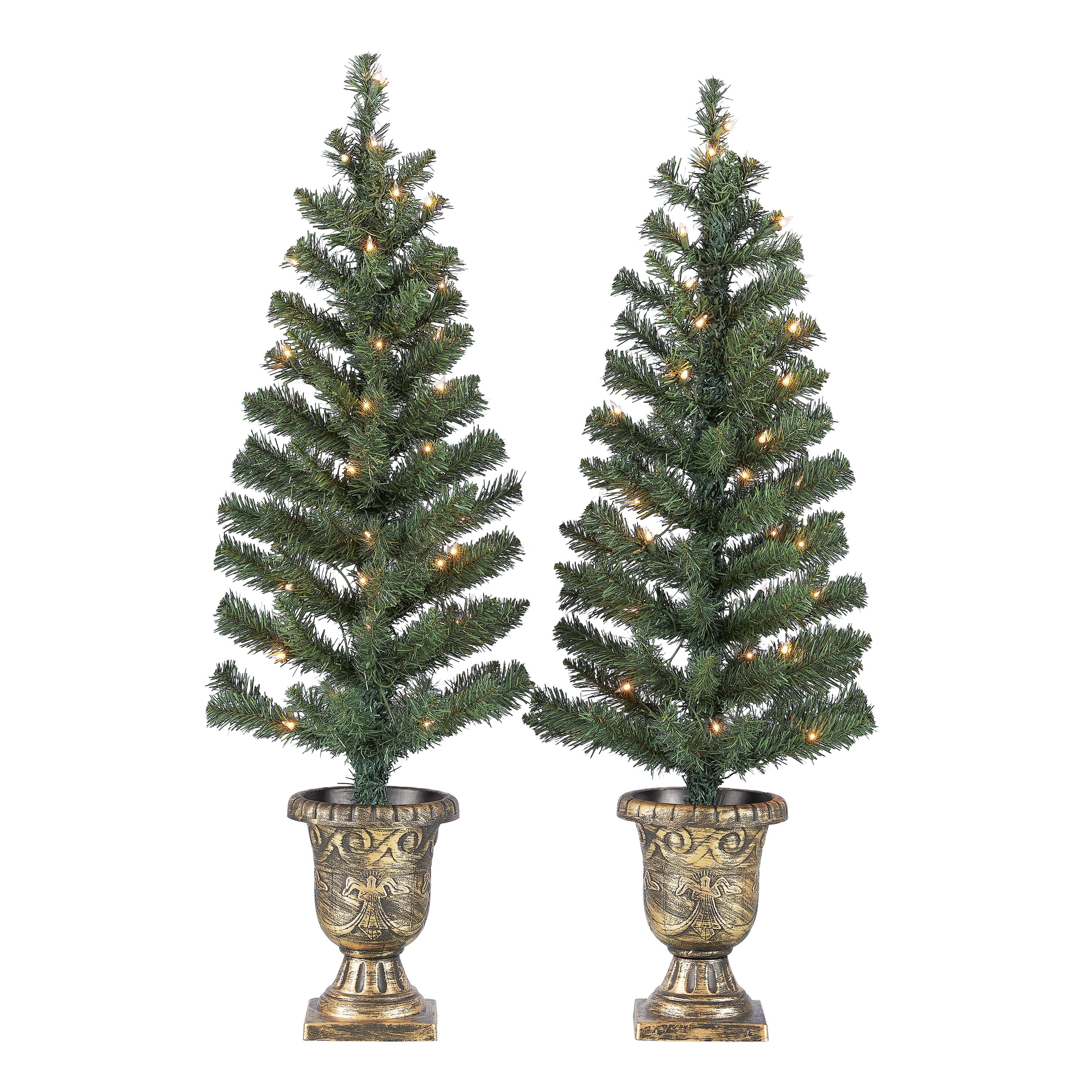 Holiday Time Prelit Bronze Conical Christmas Trees Set Of 2 3 5
