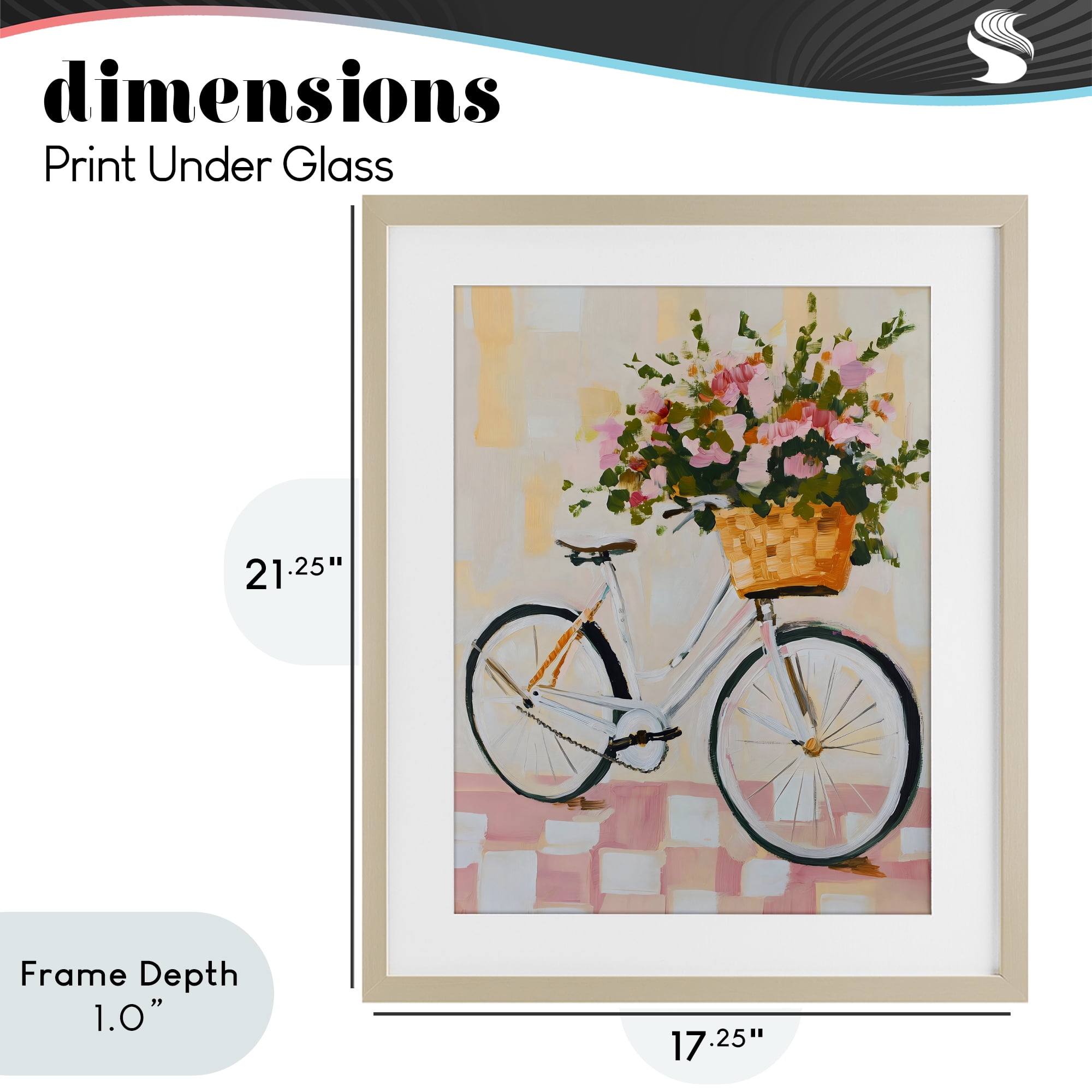 Stupell Industries Blooming Bicycle Basket Birch Framed Print Under Glass, design by The Prints Vibe