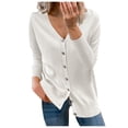 thumbnail image 3 of Pxiakgy cardigan for women Women's Button Sweater Top Solid V-neck Long Sleeve Sweater Ladies Fashion Loose Blouse Cardigans Outerwear TopWomen's Cardigan White + XXL, 3 of 8