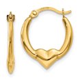 thumbnail image 1 of 14k Yellow Gold Heart Hoop Earrings Love, 1 of 7