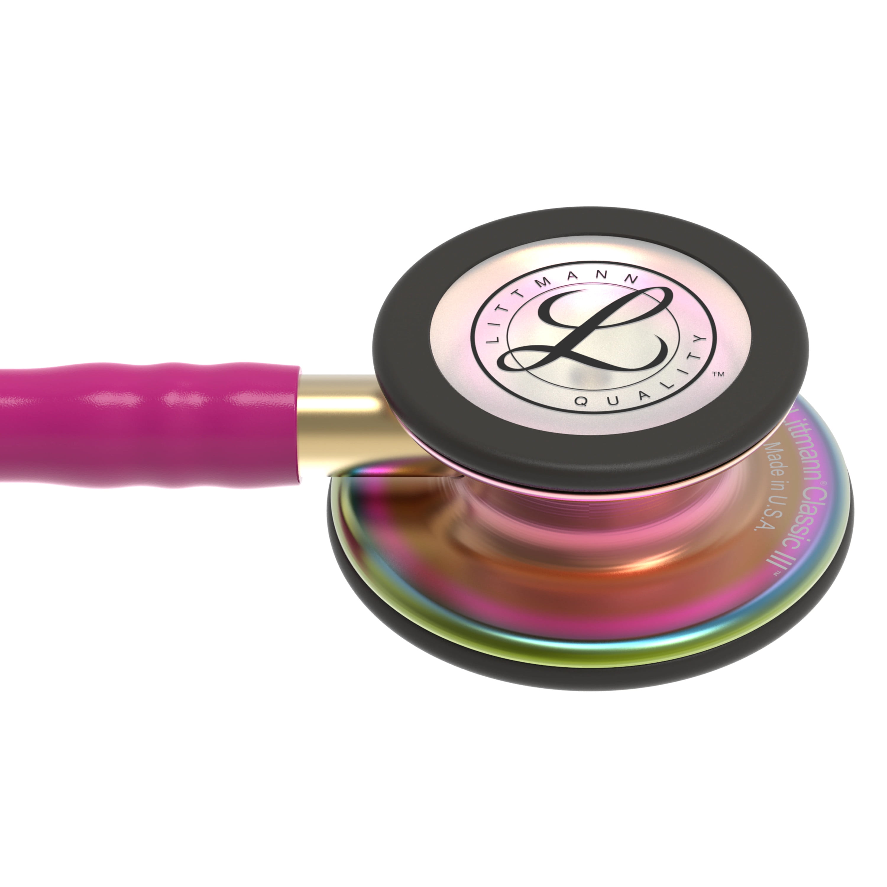 3M Littmann Classic III Monitoring Stethoscope, Stainless Steel Rainbow-Finish Chestpiece, 27" Raspberry Tube