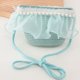 thumbnail image 4 of Conjunto de sombrero de paja y bolso de paja con encaje de perlas para niños de 52 a 54 cm de circunferencia, lindo sombrero para el sol para salidas de verano, verde, 4 of 6