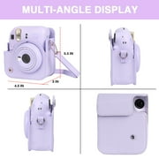 Caiyoule Mini 12 Case for Fuji Instax PU Leather Carrying Bag with 64 Pocket Mini Photo Album,Purple