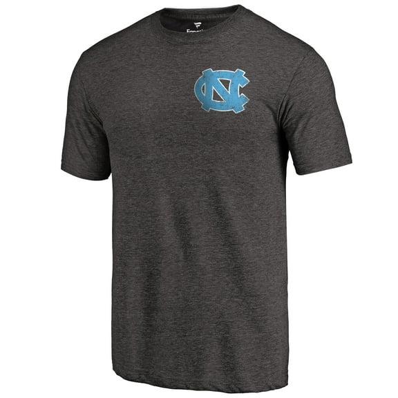 Men's Black Heather UNC Tar Heels Left Chest Distressed Logo Tri-Blend T-Shirt