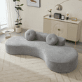 thumbnail image 3 of Modern Curved Sofa for Living Room, 105.5'' Cloud Couch Sofa with 2 Pillows, 4 Seater Upholstery Sofa , No Assembly Required, Gray, 3 of 9