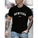 thumbnail image 1 of Letter NEW YORK USA Pattern Print Men's T-shirt, Graphic Tee Men's Summer Clothes, Men's Outfits, 1 of 5
