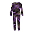 thumbnail image 4 of HTHLVMD Family Matching Sleep Set, Halloween Loungewear, Long Sleeve Home Pjs, Halloween Purple Gold Bat Spider Web Family Matching Pajamas Set, Long Sleeve Crew Neck 2pcs Holiday Loungewear, S, 4 of 6