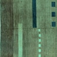 thumbnail image 1 of Ahgly Company Machine Washable Indoor Square Abstract Turquoise Blue Modern Area Rugs, 8' Square, 1 of 4