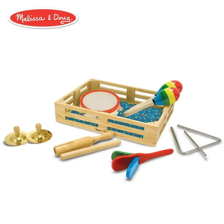 - Melissa & Doug Band-in-a-Box Clap! Clang! Tap! - 10-Piece Musical Instrument Set