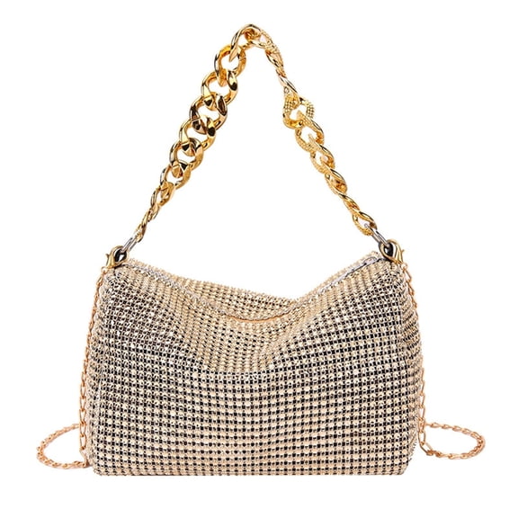 ZUTOYBO Women’s PU leather Glitter Rhinestone Shoulder Party Bag, Gold