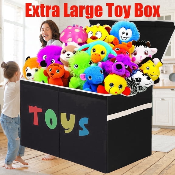 VICTORICH Extra Large Child Collapsible Toy Storage Fabric 32 gal Kids Room Toy Chests, Black