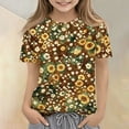 thumbnail image 2 of Girls Cute Summer Tops Size 7 Casual Short Sleeve Crew Neck Girls Tops Funny Daisy Floral Graphic T-Shirts Girls Fashion Tee Tops Saffron 11-12 Years, 2 of 6