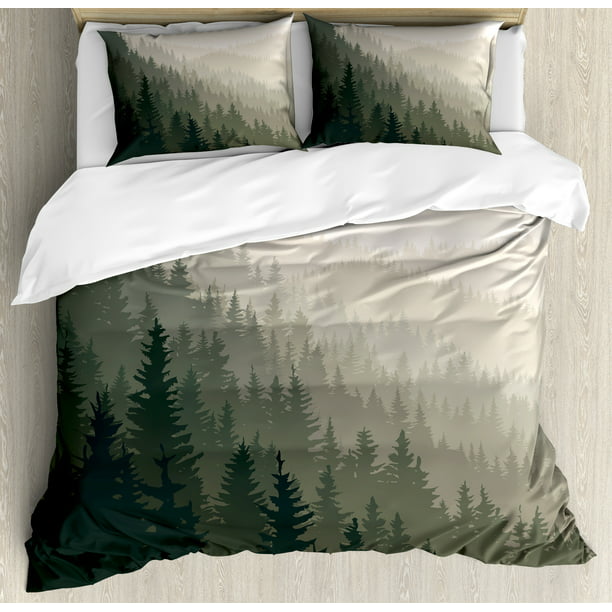 Forest King Size Duvet Cover Set Northern Parts Of The World With