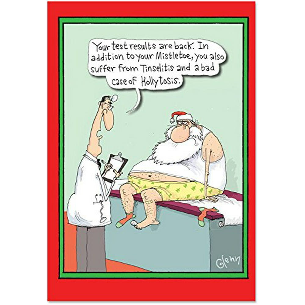 B1874 Santa Doctor Visit' Box Set of 12 Humorous Merry Christmas