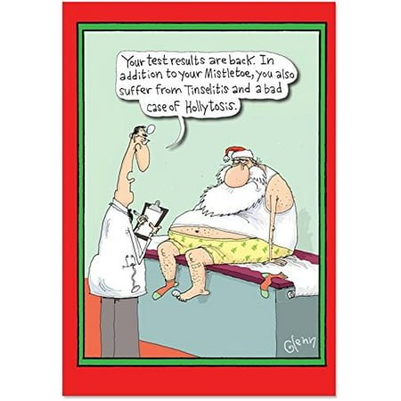 B1874 Santa Doctor Visit' Box Set of 12 Humorous Merry Christmas