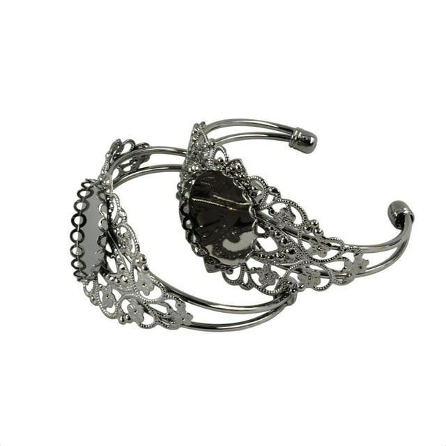 Brazalete en blanco Zulema con bisel para cabujón redondo 25mm Negro 2 uds
