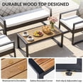 thumbnail image 5 of 4 Pieces Outdoor Wicker Conversation Set, All-Weather Rattan Patio Furniture Sets with Arm Chairs, Acacia Wood Tabletop and Cushions, Sectional Sofa Set for Backyard, Garden, Poolside, 5 of 7