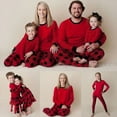 thumbnail image 7 of Matching Family Pajamas Sets Christmas PJ's Red Long Sleeve Tee and Plaid Pants Loungewear, 7 of 7