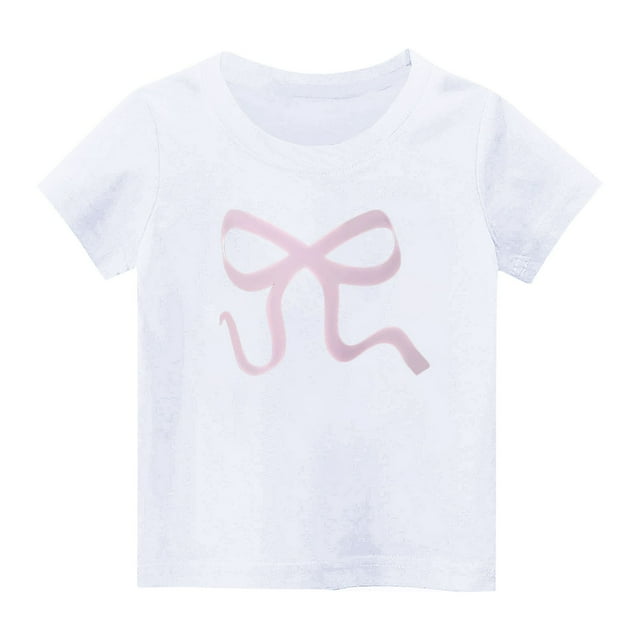 Plebaso T-Shirts Graphiques en Coton pour Filles Col Rond Manches Courtes T-Shirts Décontractés Été Mignons pour Enfants Filles