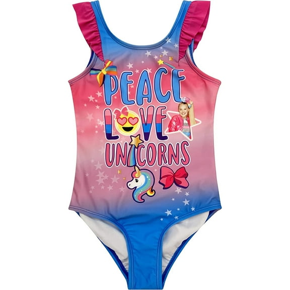 JoJo Siwa Girls' Peace, Love, Unicorns Swimsuit (Little Girls)