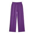 thumbnail image 7 of Womens Straight Leg Solid Sweatpants, Elastic Waist Drawstring Loose Sports Pants with Pockets, Running Fitness Outdoor Wear | VerBelle,Purple XL, 7 of 7