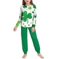 thumbnail image 5 of Girls Boys St. Patrick's Day Outfits 2PC Comfy Casual Print Long Sleeve Pullover Tops with Pants Sets Green 4 15-16 Years, 5 of 8