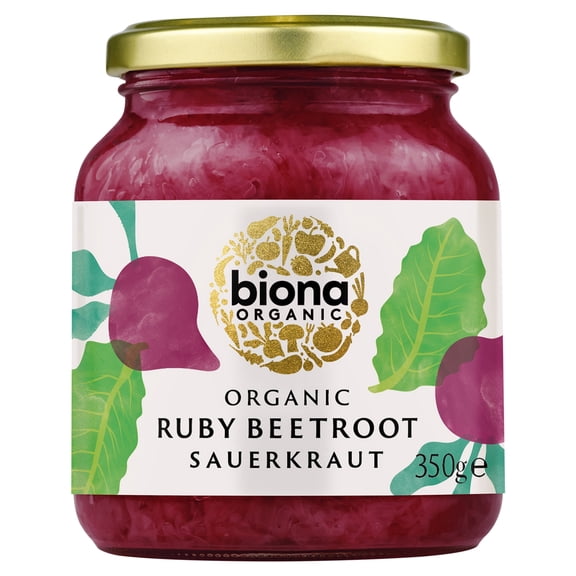 Biona Organic Ruby Beetroot Sauerkraut 350g, Imported from Britain