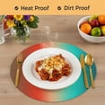 thumbnail image 4 of Teal Orange Brown Ombre Round 13 Inch Placemats Set of 6, Abstract Modern Art Aesthetics HeatResistant Non Slip Place Mats for Dining Table, Wipeable Braided Kitchen Table Mats for Housewarming, 4 of 9