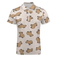 thumbnail image 4 of Capybara Men Zipper T-shirt Summer Casual Short Sleeve T-shirt Top, 4 of 7