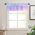 thumbnail image 5 of Mermaid Tail Kitchen Curtains Valance and Tier Set Rainbow Gradient Overlay Rod Pocket Short Curtains for Small Window 3 Pieces Set for Bedroom Bathroom Cafe (54" x 18"+27" x 24"), 5 of 7