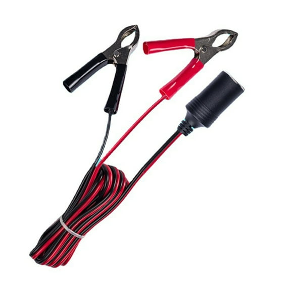 Yammee Universal 12V/24VFemale Car Cigarette Lighter Socket Extension Cord with Battery Clips Support up to 180W Power Cord