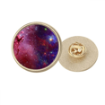 thumbnail image 1 of Bleu Rouge Nuages Étoiles Galaxie Rond Métal Doré Broche Broche Clip, 1 of 3