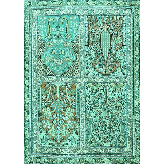 Ahgly Company Indoor Rectangle Persian Turquoise Blue Traditional Area Rugs, 2' x 5'