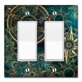 thumbnail image 1 of WIRESTER 2-Gang Decorator Light Switch Plate/Wall Plate Cover, Teal Bohemian Flowers Compass, 1 of 6