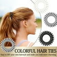 thumbnail image 3 of KANPRINCESS 27 Pcs Spiral Hair Ties,No Crease Coil Hair Ties, Phone Cord Hair Ties for Thick Hair - Women Ponytail Holder Elastics（Black+White+Gray), 3 of 8