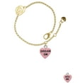 thumbnail image 2 of Delight Jewelry Acrylic Pink "Dream On / Bite Me" Heart Gold-tone Rose Link Chain Bracelet, 6.25"+1.75" Extender, 2 of 4