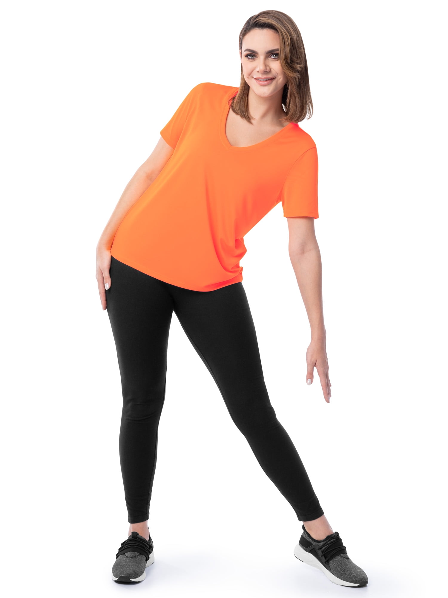 Athletic Works Women's Active Texture Knit V-Neck Tee, Sizes XS-XXXL