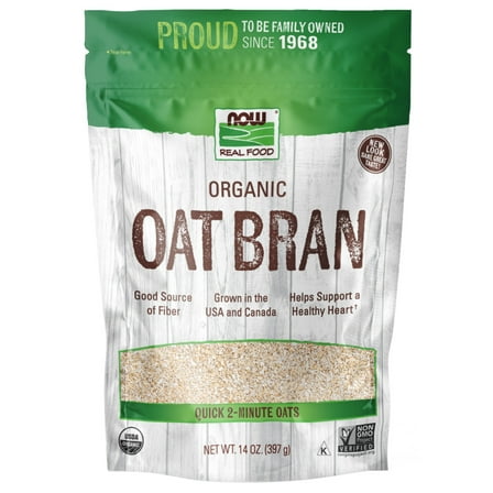 NOW Foods, Organic Oat Bran, Source of Fiber and Protein, USA Grown, 14-Ounce (Packaging May Vary)