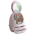 thumbnail image 1 of Billuyoard Organizador de escritorio de caja de almacenamiento de cosméticos en forma de huevo con espejo LED Cubiertas para muebles de jardín Billuyoard HA029768-00, 1 of 1