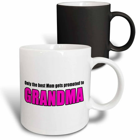 3dRose Only The Best Mom Gets Promoted To Grandma Pink, Magic Transforming Mug,