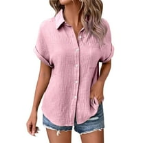 Women's Button Down Shirts Long Sleeve Lapel Collared Solid Color Tops Dressy Casual Business Blouses 2025