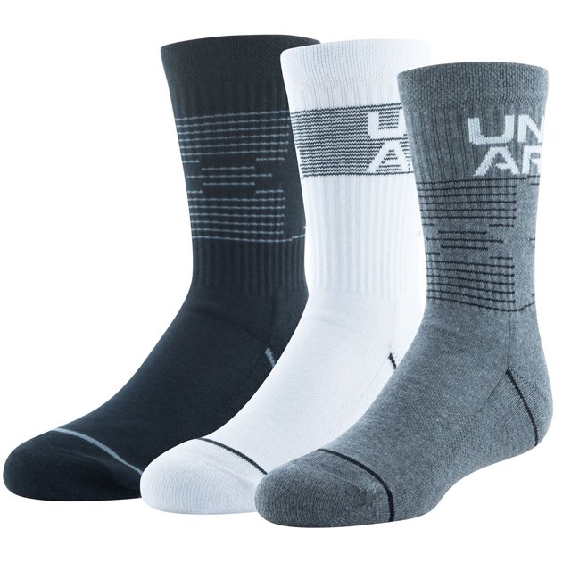Under Armour Youth 3PK Phenom Crew Socks Black/Gray/White Small 13.5K4.5 1377412016