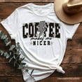 thumbnail image 6 of Coffee Makes Me Nicer Retro T-Shirt, Trendy White and Natural Tee for Stylish Women and Caffeine Lovers, 6 of 8