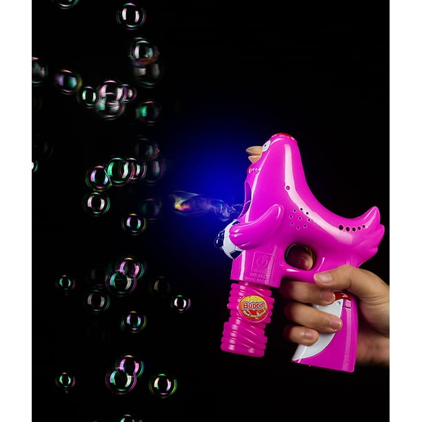 Fun Central (BC608) 1 pc 5 Inch Pink Rooster LED Bubble Gun, Bubble